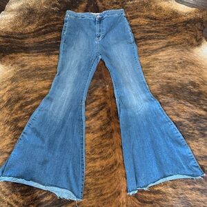 We The Free Flare super high rise Jeans in Classic Blue